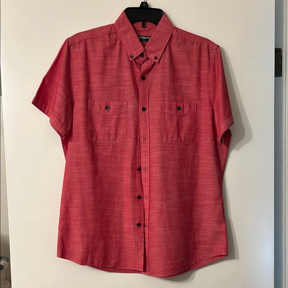 Express Red Casual Button Down Shirt